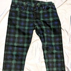 Ralph Lauren plaid cotton straight leg jeans, size 32x30.